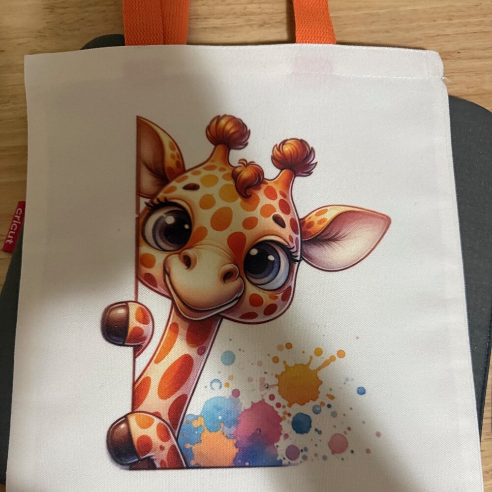NEW - ADORABLE Giraffe Print Canvas Tote